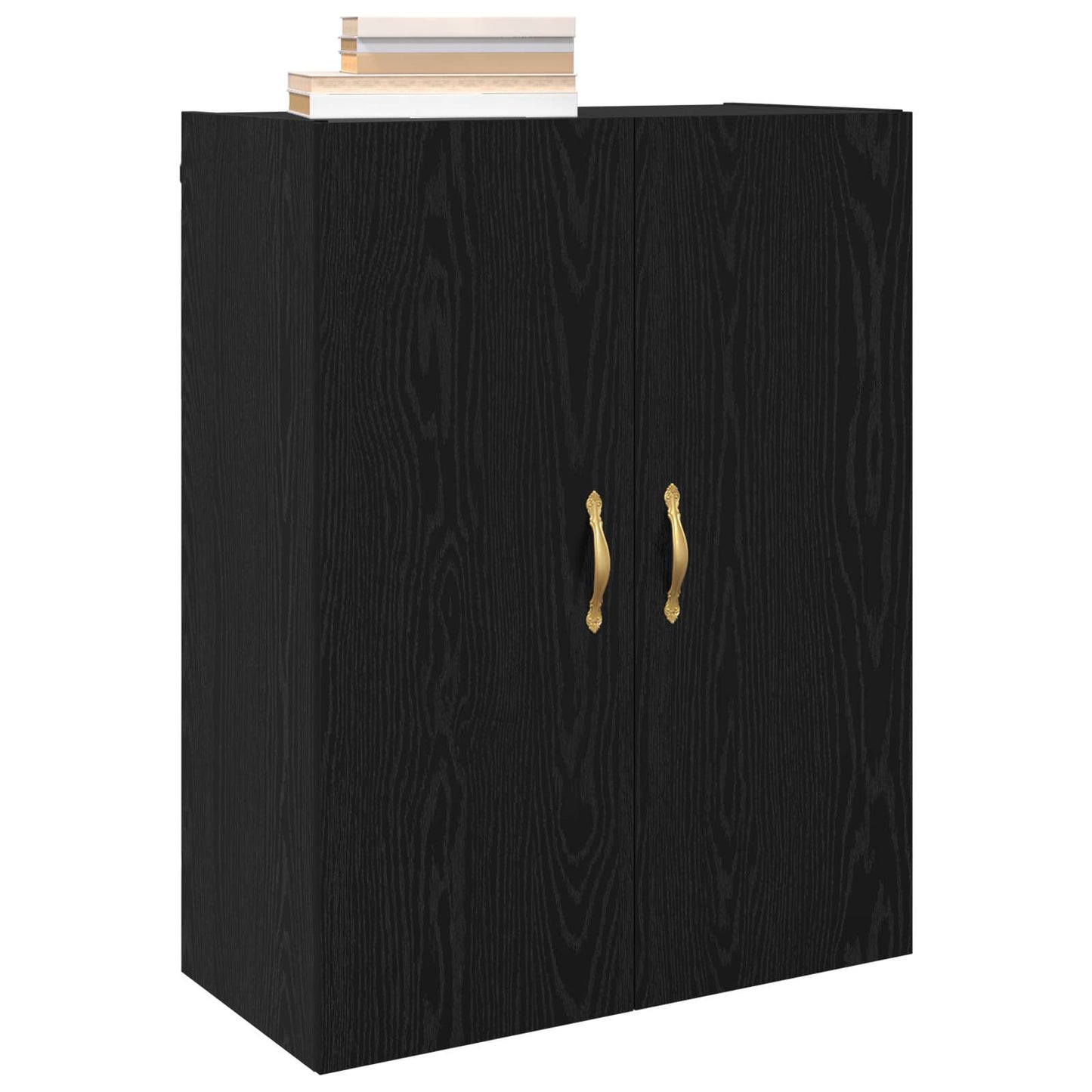 Vegghengt skap 2 pcs Svart Eik 69,5 x 34 x 90 cm Konstruert tre