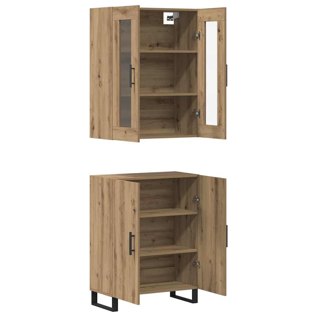 Høyskap 2 pcs artisan eik 69,5 x 34 x 180 cm Konstruert tre