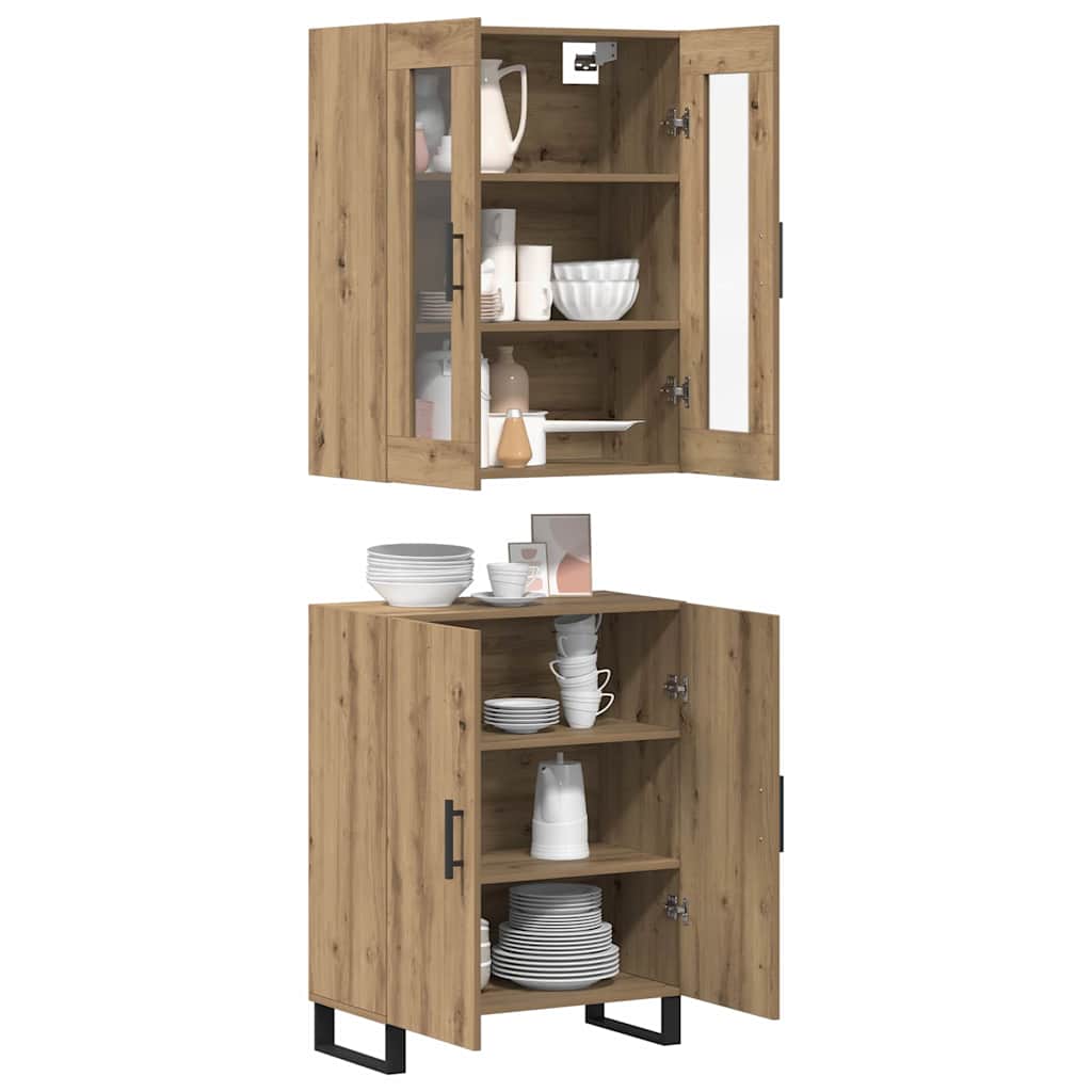 Høyskap 2 pcs artisan eik 69,5 x 34 x 180 cm Konstruert tre