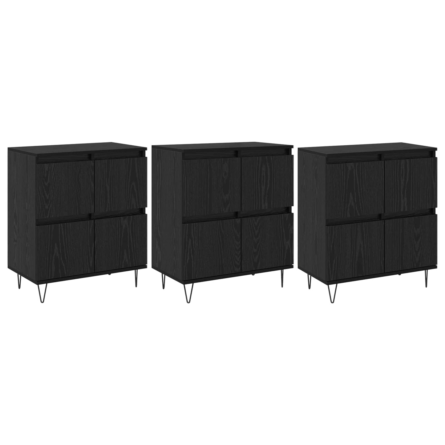 Skap 3 pcs Svart Eik