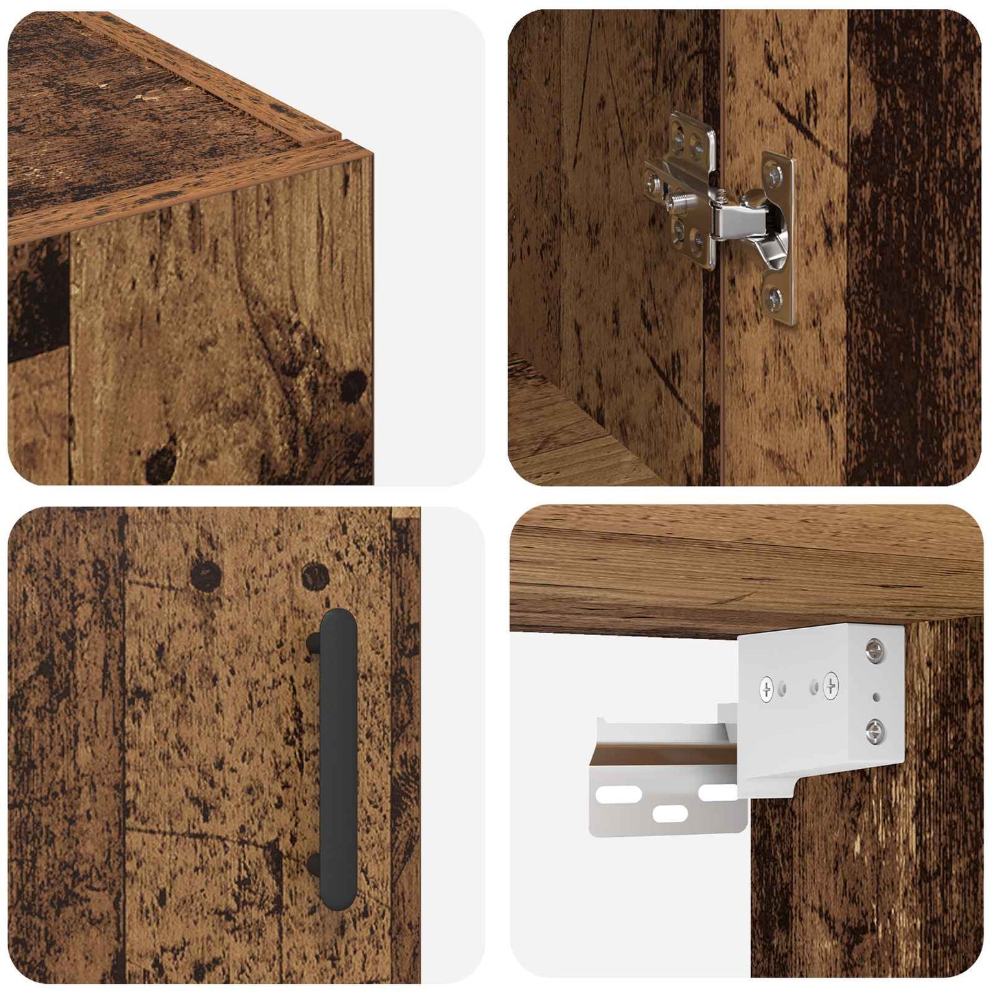 Vegghengt skap Veggmontert 2 pcs Gammelt tre 69,5 x 34 x 90 cm