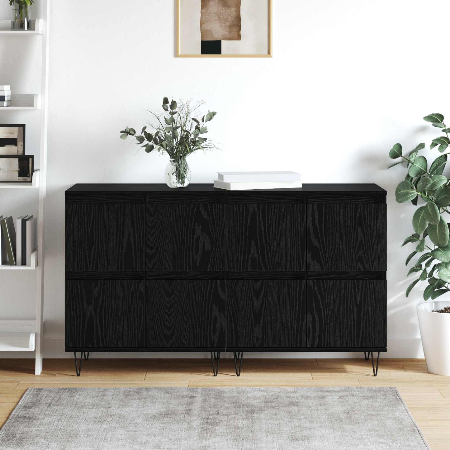 Skap 2 pcs Svart eik