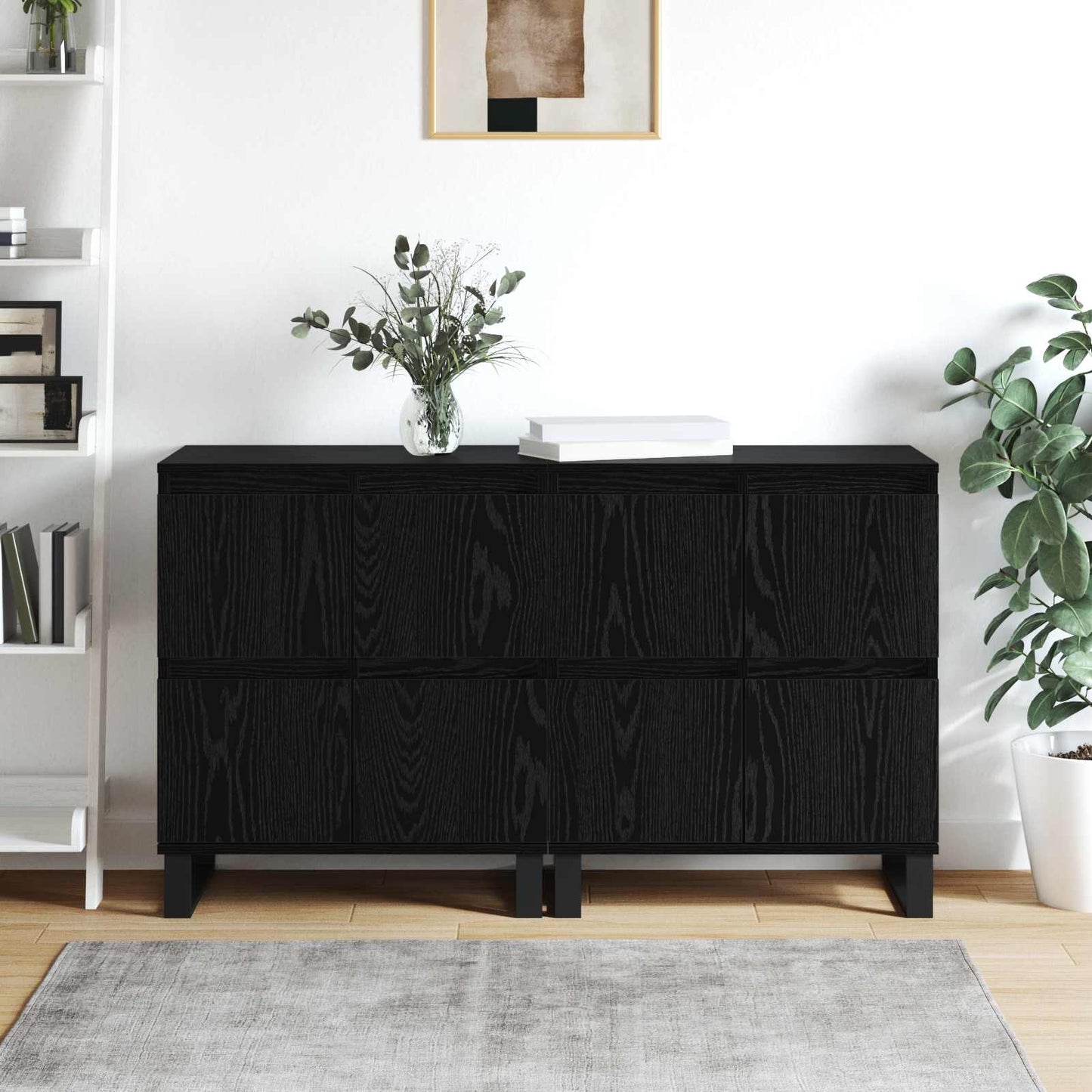 Serviesskap 2 pcs Svart Eik 60 x 35 x 70 cm