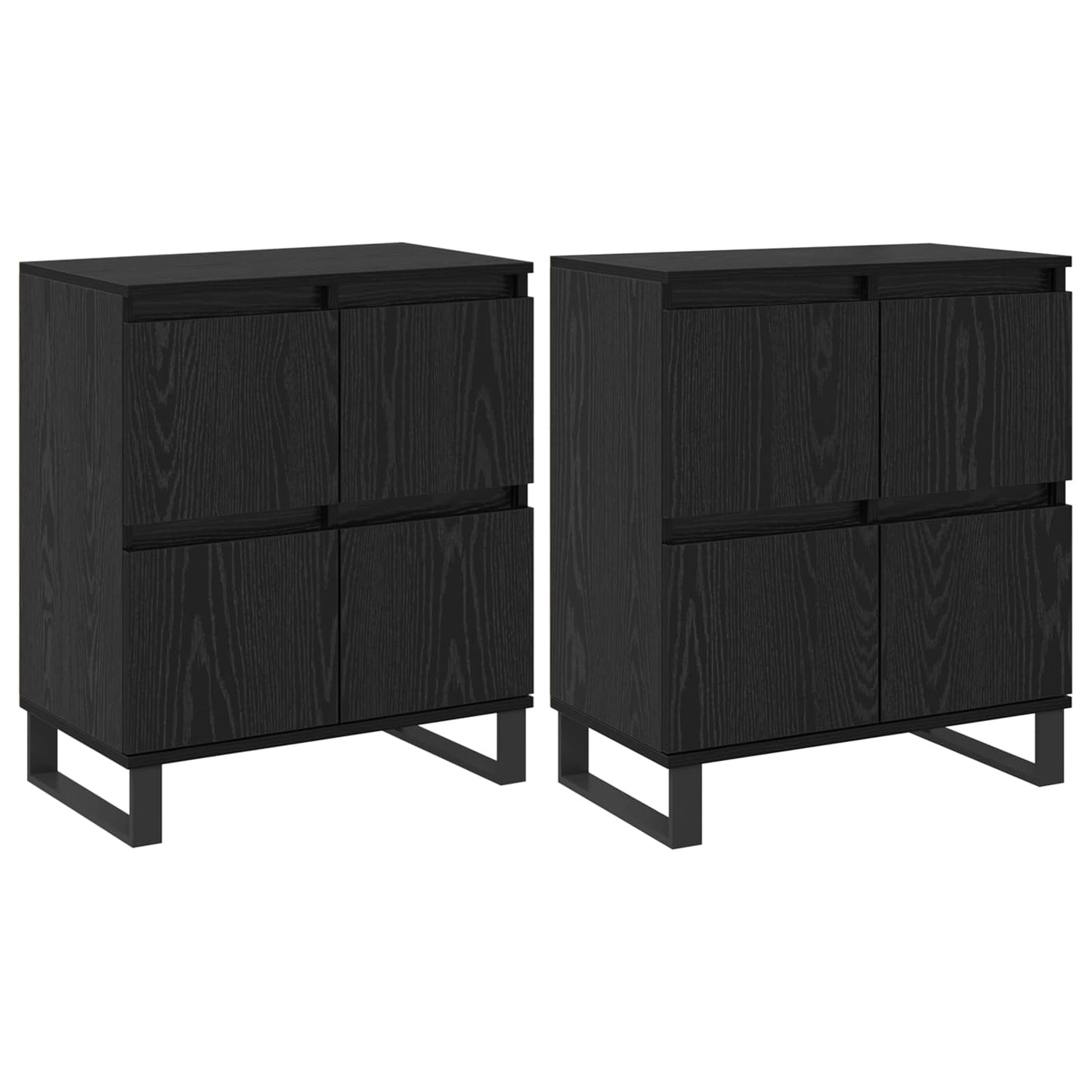 Serviesskap 2 pcs Svart Eik 60 x 35 x 70 cm