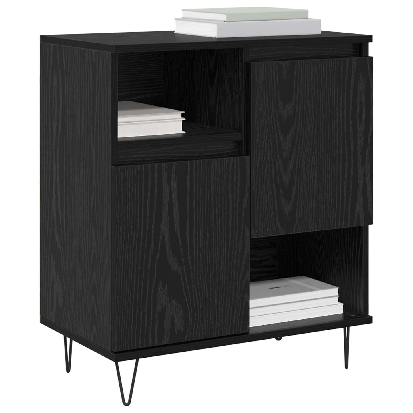 Serviesskap 2 pcs Svart Eik 60 x 35 x 70 cm