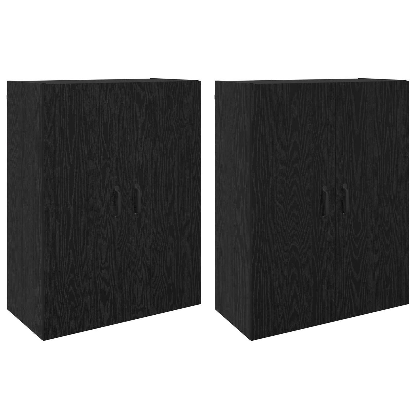 Vegghengt skap 2 pcs Svart Eik 69,5 x 34 x 90 cm Konstruert tre
