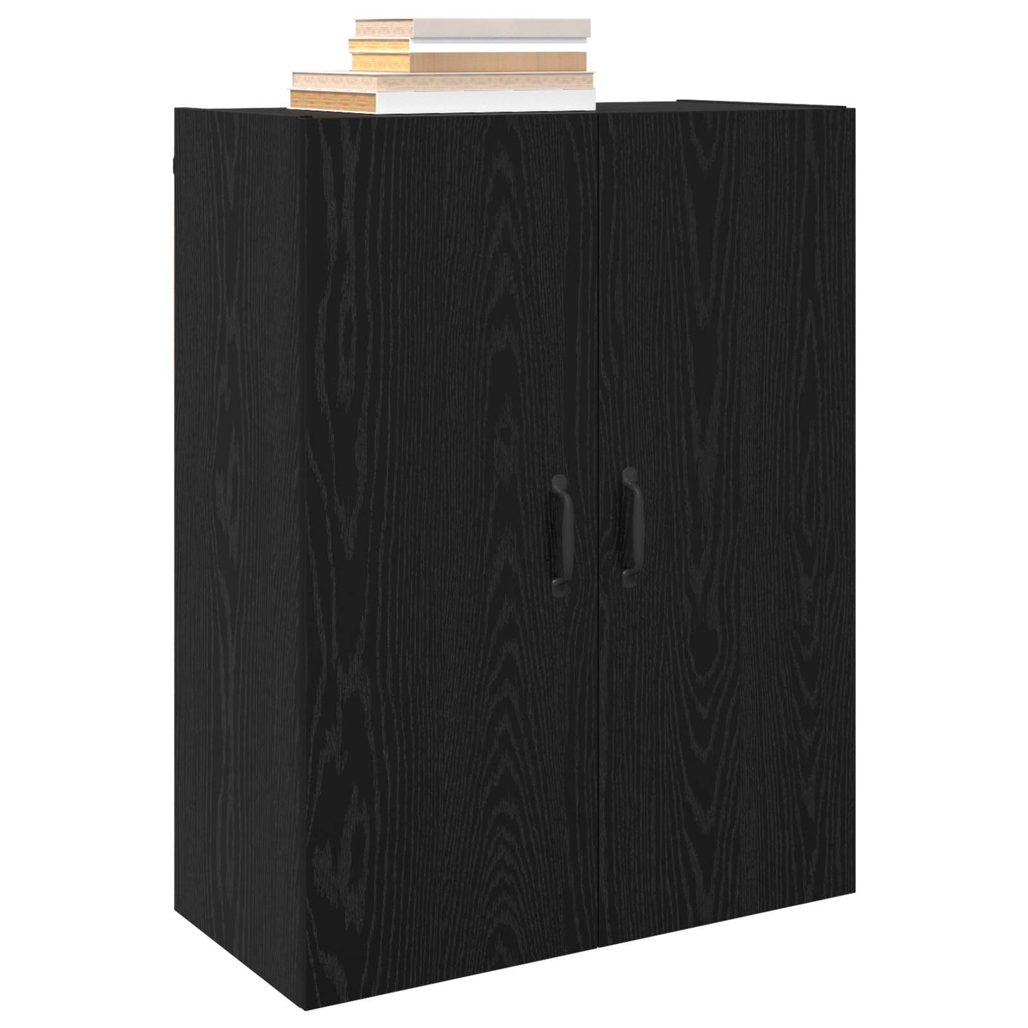 Vegghengt skap 2 pcs Svart Eik 69,5 x 34 x 90 cm Konstruert tre