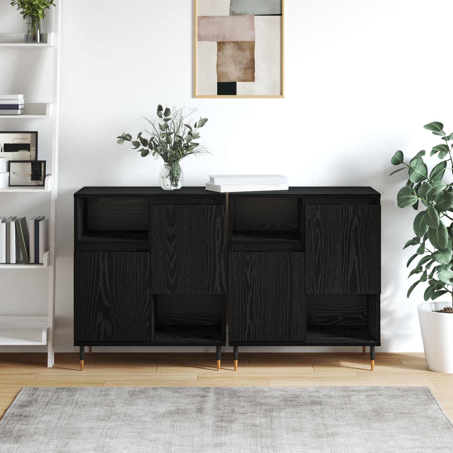 Skap 2 pcs Svart eik