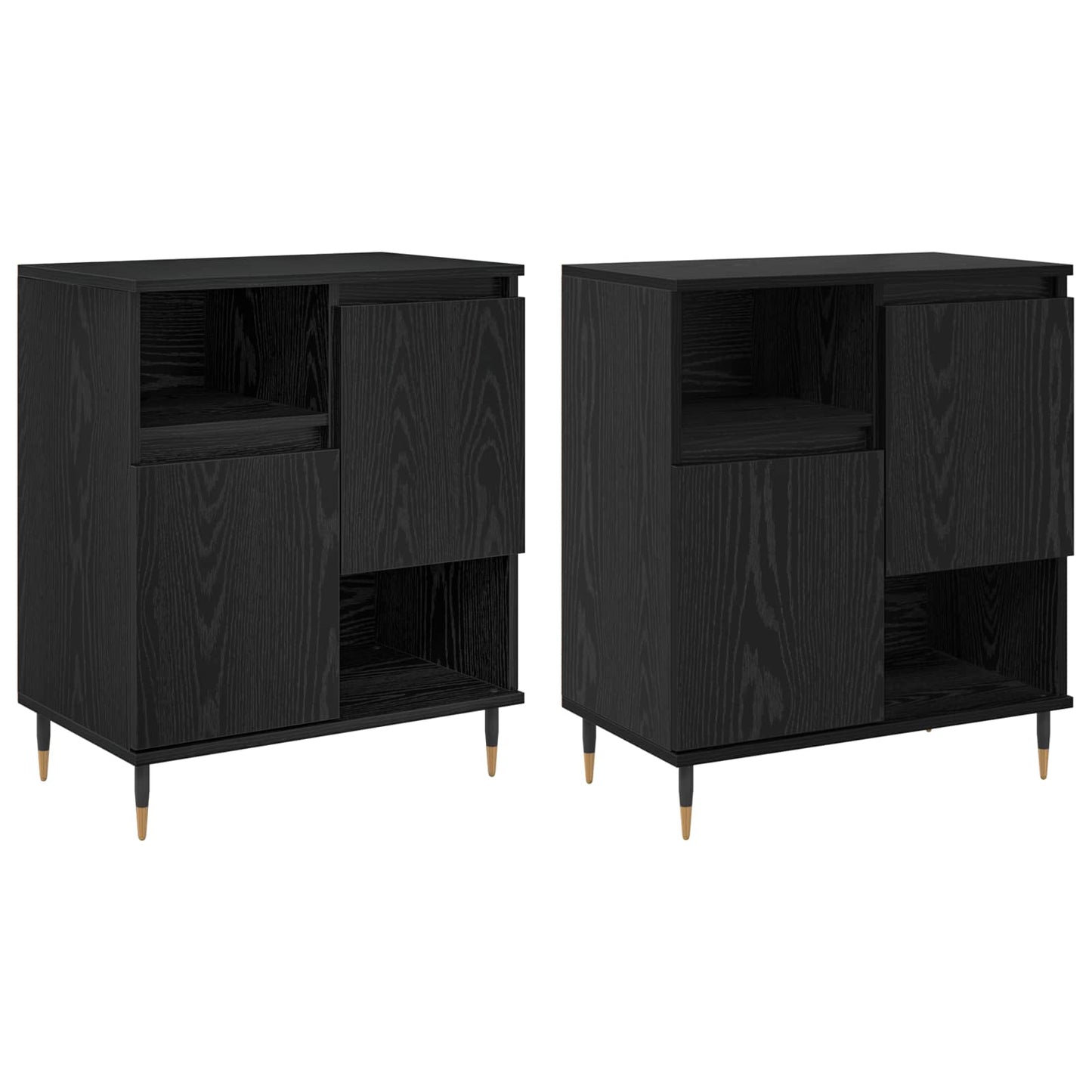 Skap 2 pcs Svart eik