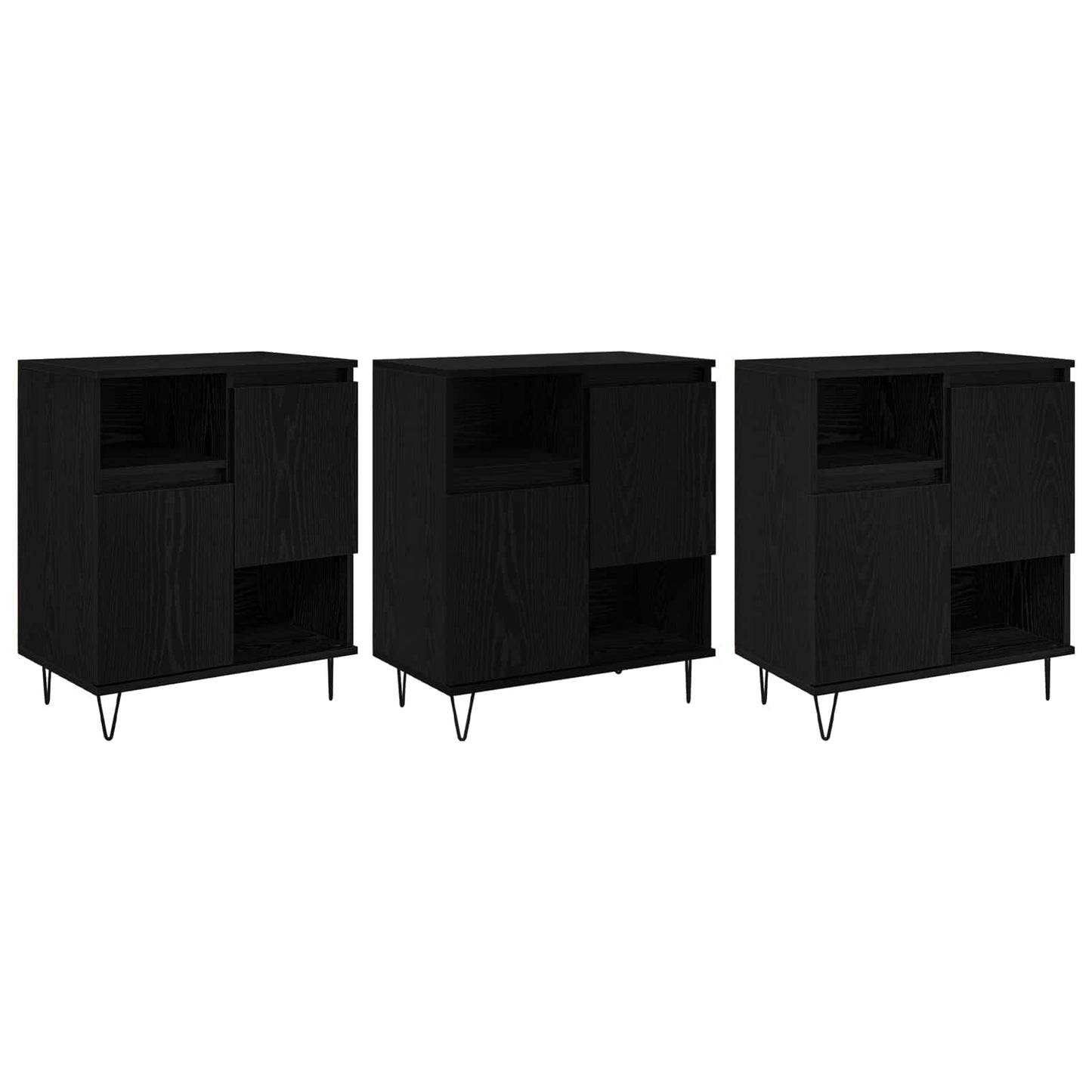 Serviesskap 3 pcs Svart Eik 60 x 35 x 70 cm