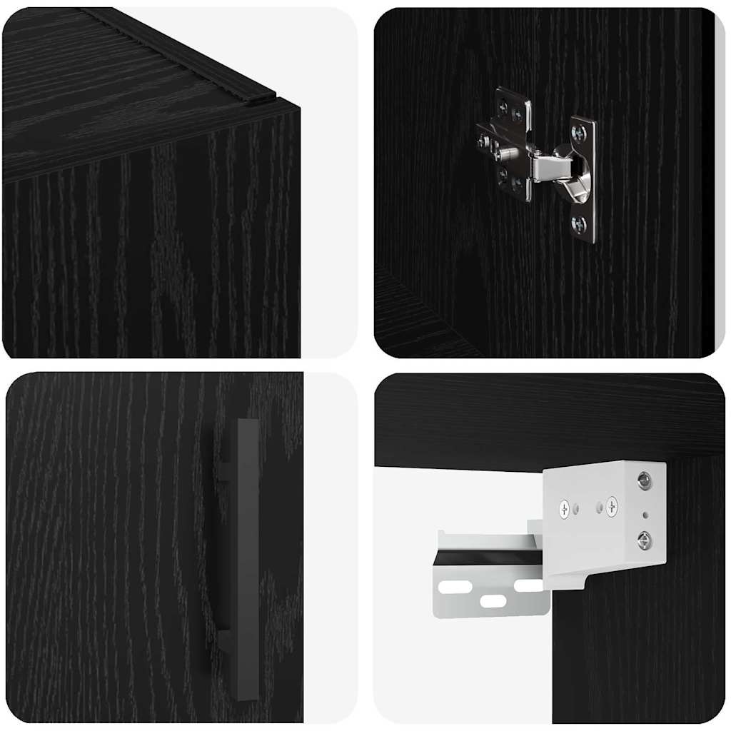 Vegghengte skap 2 pcs Svart eik 69,5 x 34 x 90 cm