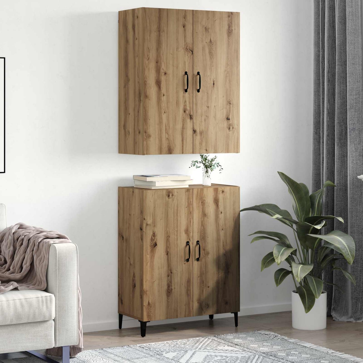 Høyskap 2 pcs Artisan Eik 69,5 x 34 x 180 cm Konstruert tre