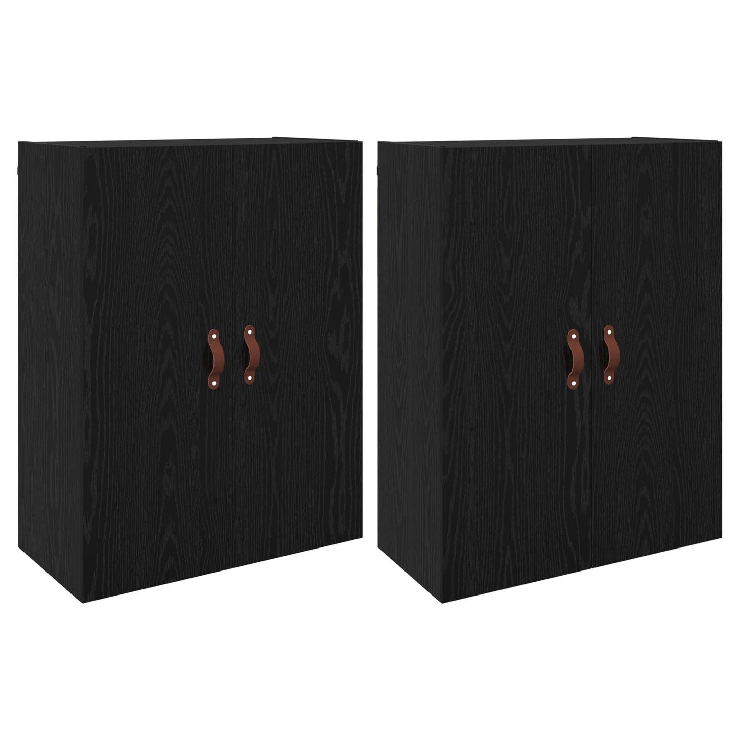 Vegghengt skap 2 pcs Svart Eik 69,5 x 34 x 90 cm Konstruert tre