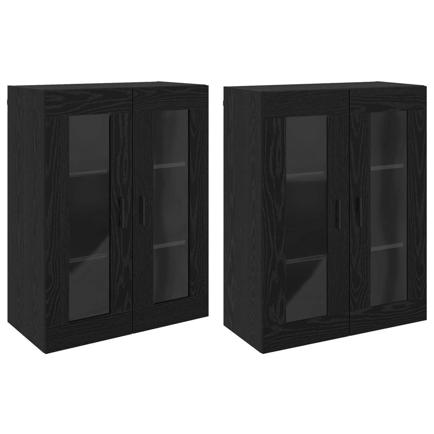 Vegghengte skap 2 pcs Svart eik 69,5 x 34 x 90 cm