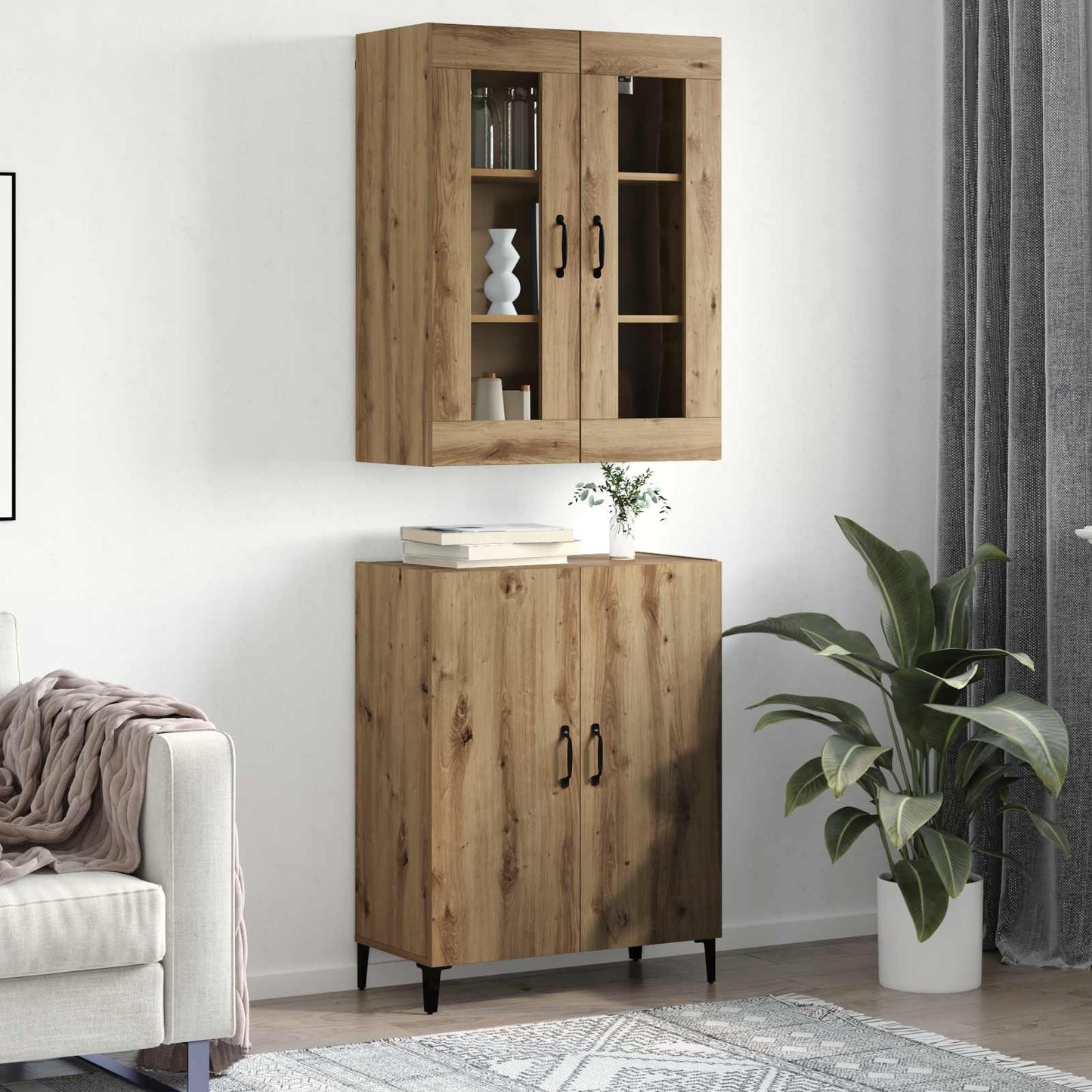 Høyskap 2 pcs Artisan Eik 69,5 x 34 x 180 cm Konstruert tre