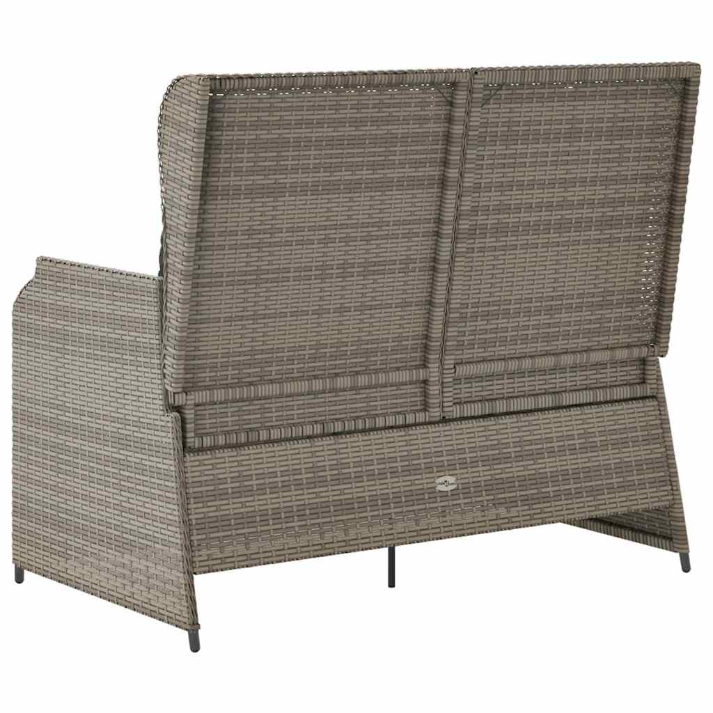 Hagebenk med pute Grå Poly rattan