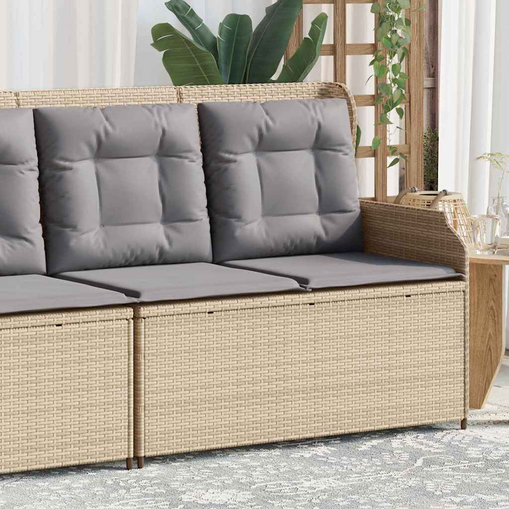 Hagebenk med pute Beige Poly rattan
