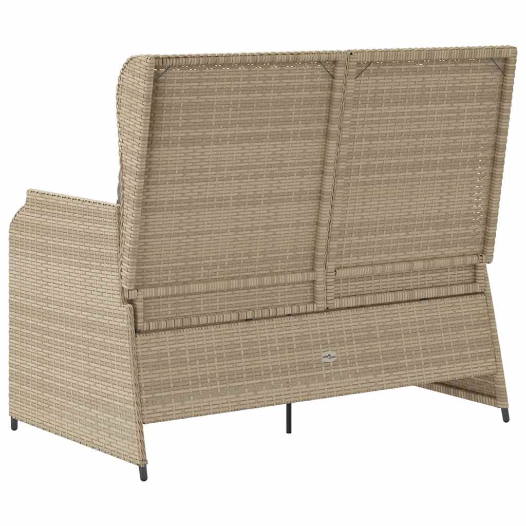 Hagebenk med pute Beige Poly rattan