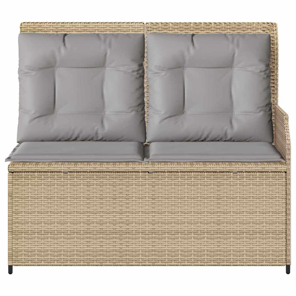 Hagebenk med pute Beige Poly rattan