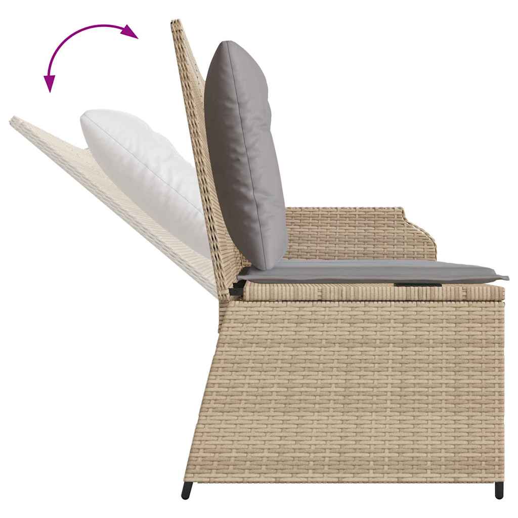 Hagebenk med pute Beige Poly rattan