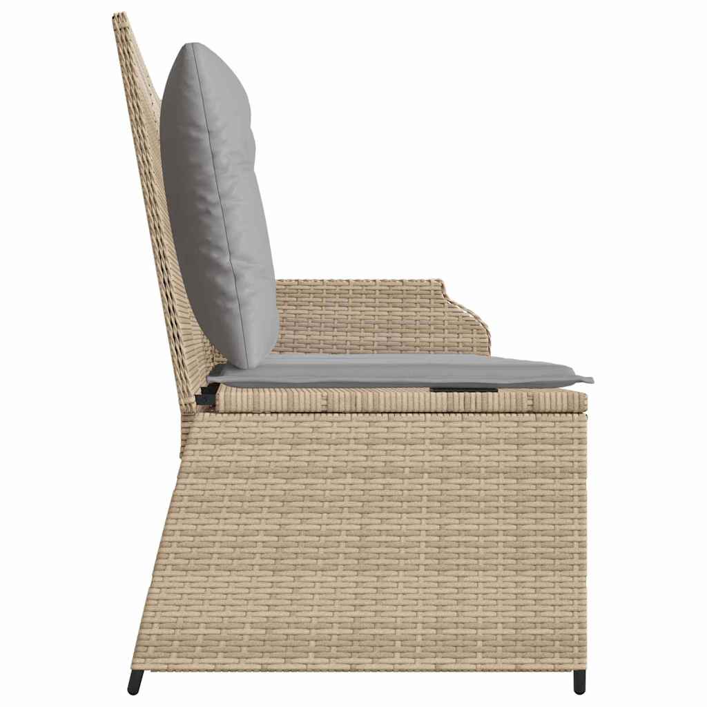Hagebenk med pute Beige Poly rattan