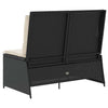 Hagebenk med pute Svart Poly rattan