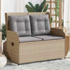 Hagebenk med pute Beige Poly rattan