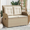 Hagebenk med pute Beige Poly rattan