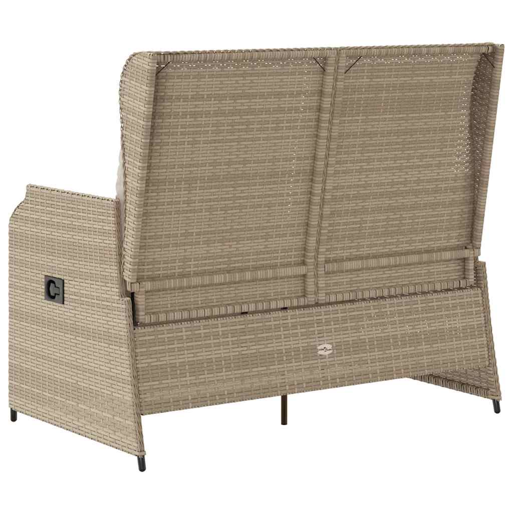 Hagebenk med pute Beige Poly rattan