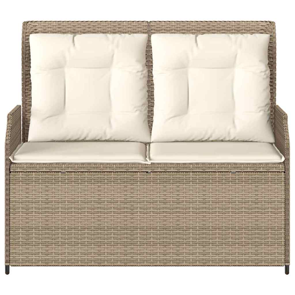 Hagebenk med pute Beige Poly rattan
