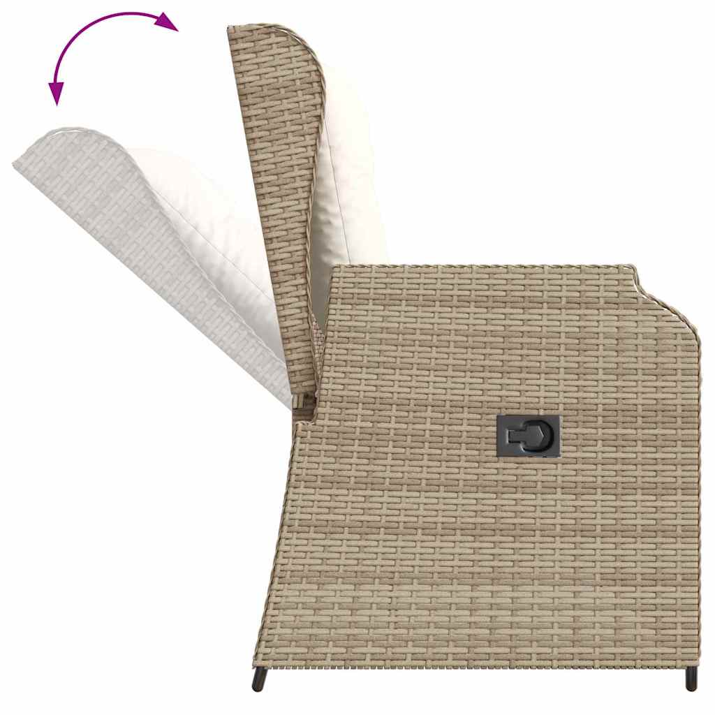 Hagebenk med pute Beige Poly rattan