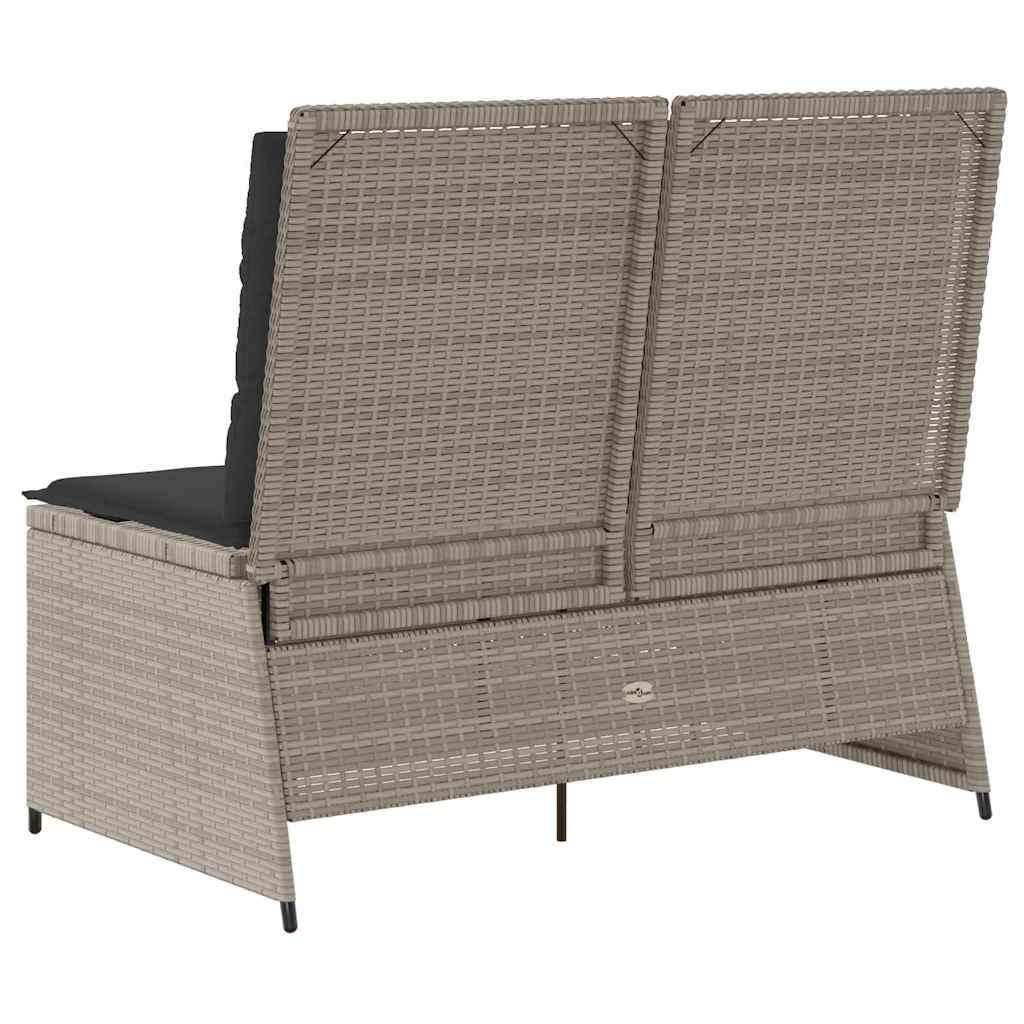 Hagebenk med pute Lysegrå Poly rattan