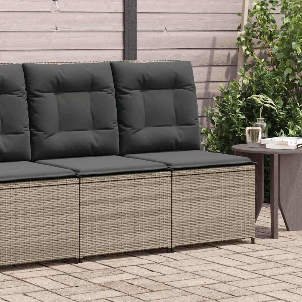 Hagemøbelsofa med pute Grå Poly rattan