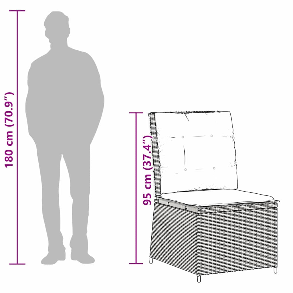 Hagemøbelsofa med pute Grå Poly rattan