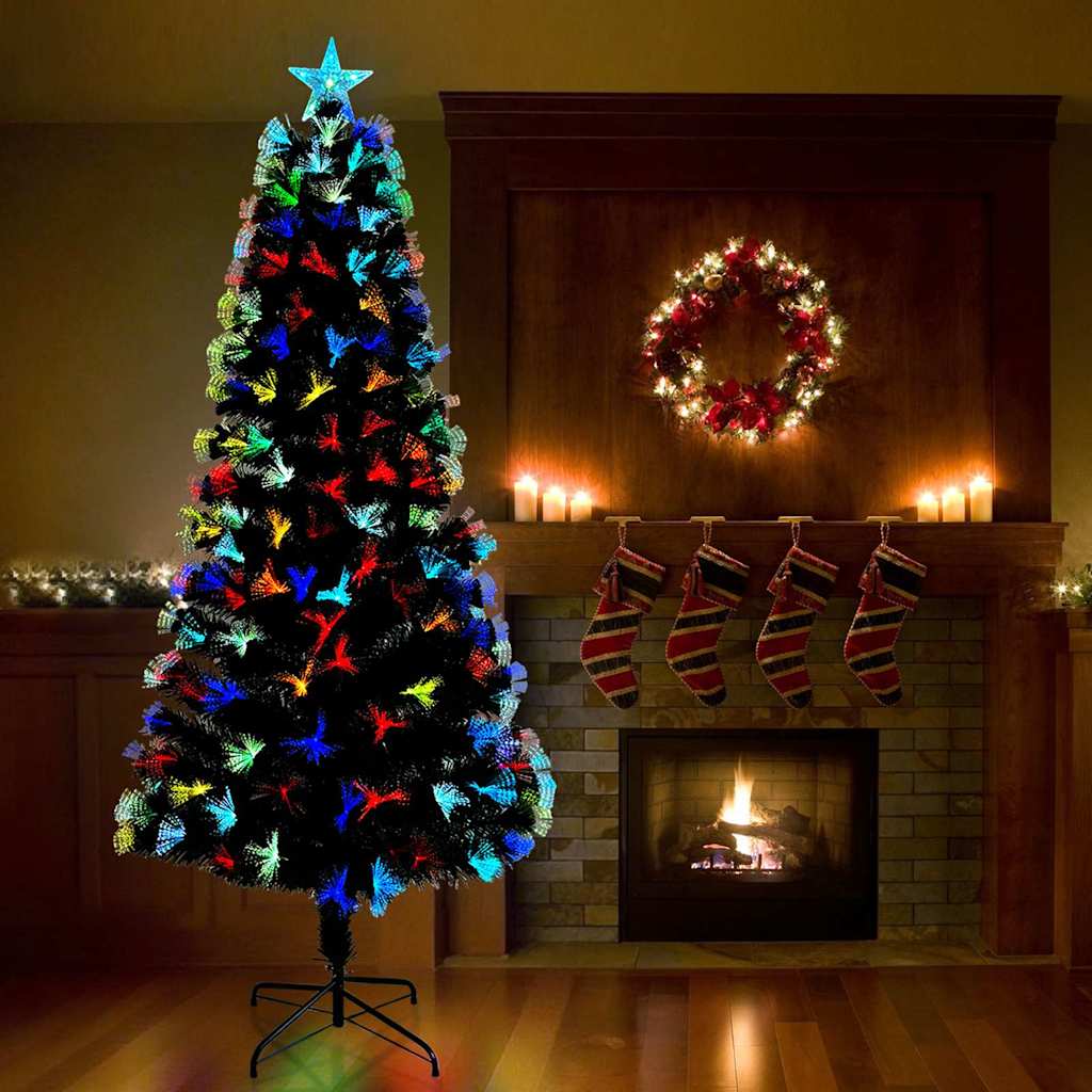 Kunstig juletre med 250 LED med stativ grønn 210 cm PVC
