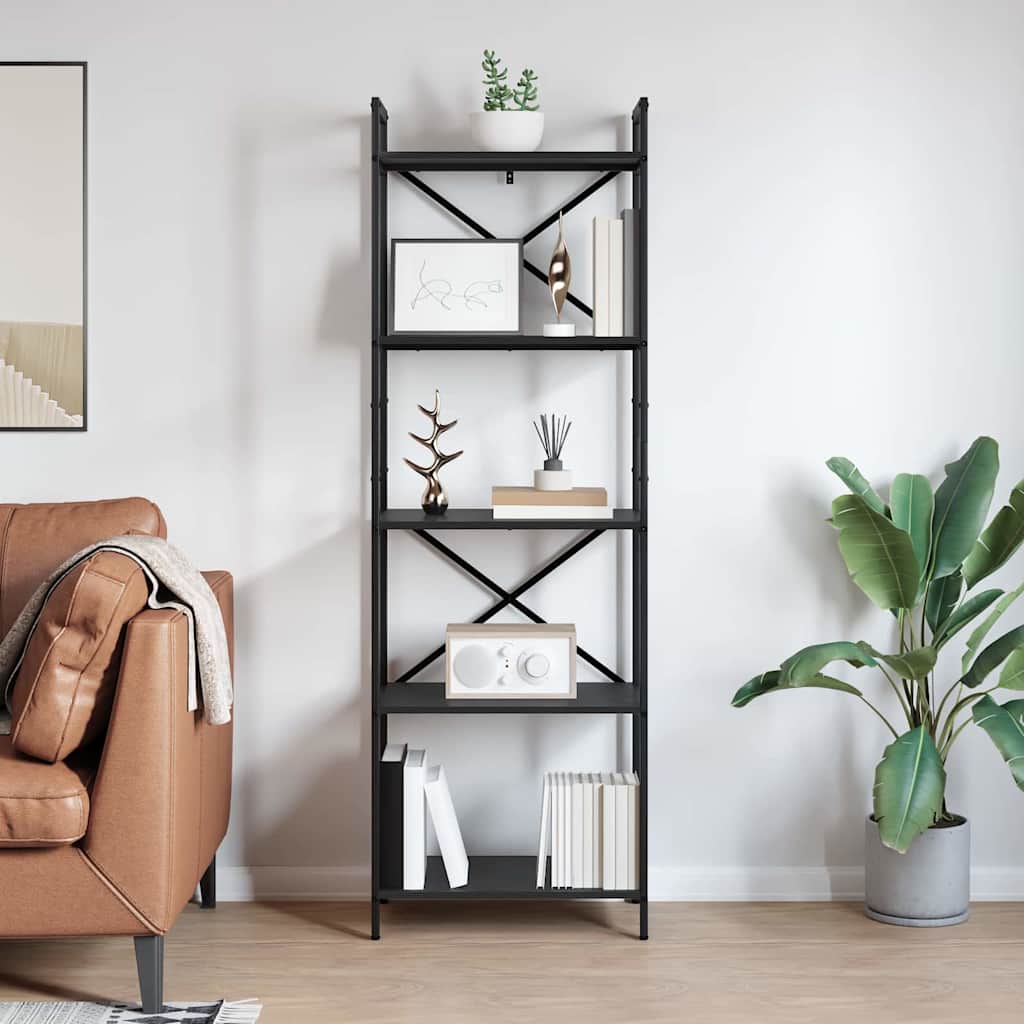 Bokhylle Svart Eik 56 x 34 x 171 cm Konstruert tre
