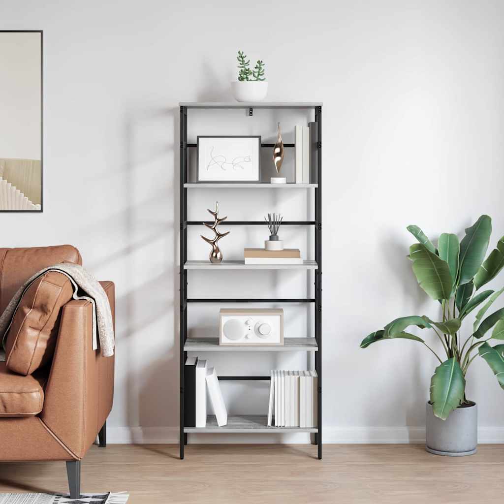 Bokhylle Grå Sonoma 60 x 29,5 x 149 cm Konstruert tre