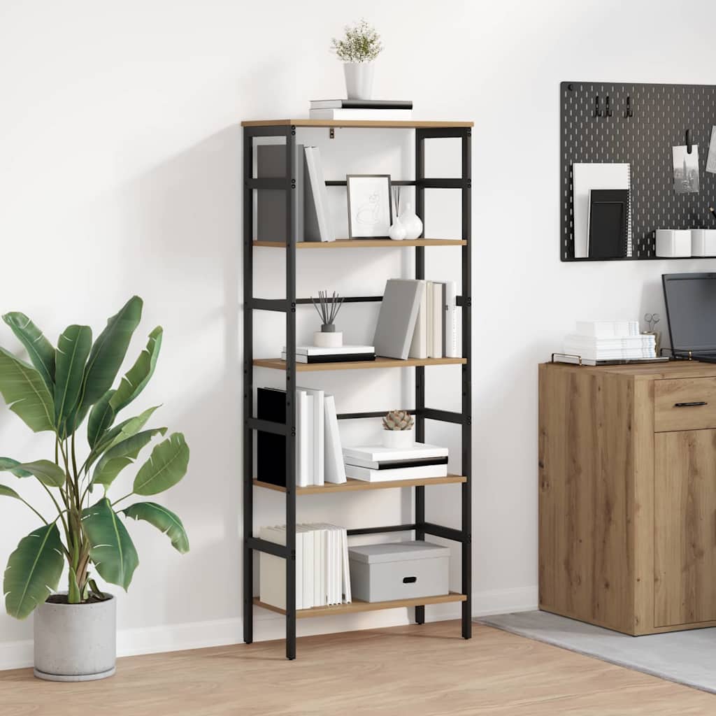 Bokhylle 4 nivåer 60 x 29,5 x 149 cm Konstruert tre Artisan Eik