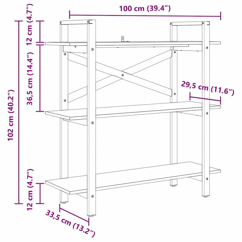 Bokhylle Artisan Eik 100 x 33,5 x 102 cm Konstruert tre