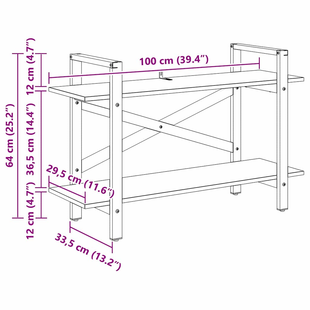Bokhylle Gamle tre 100 x 33,5 x 64 cm Konstruert tre