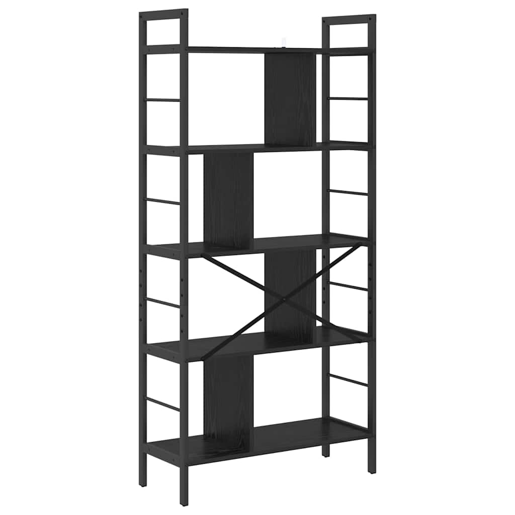 Bokhylle Svart Eik 75 x 30 x 156 cm Konstruert tre