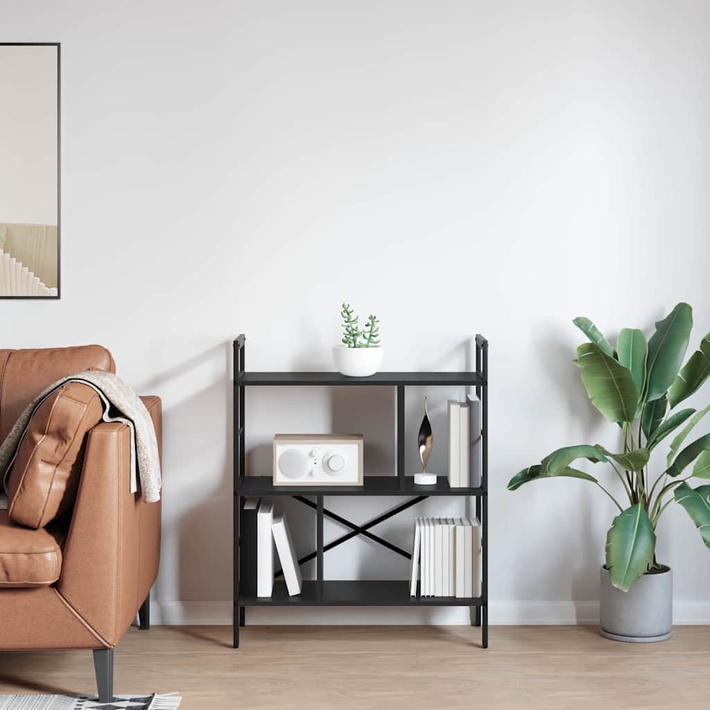 Bokhylle Svart Eik 75 x 30 x 91 cm Konstruert tre