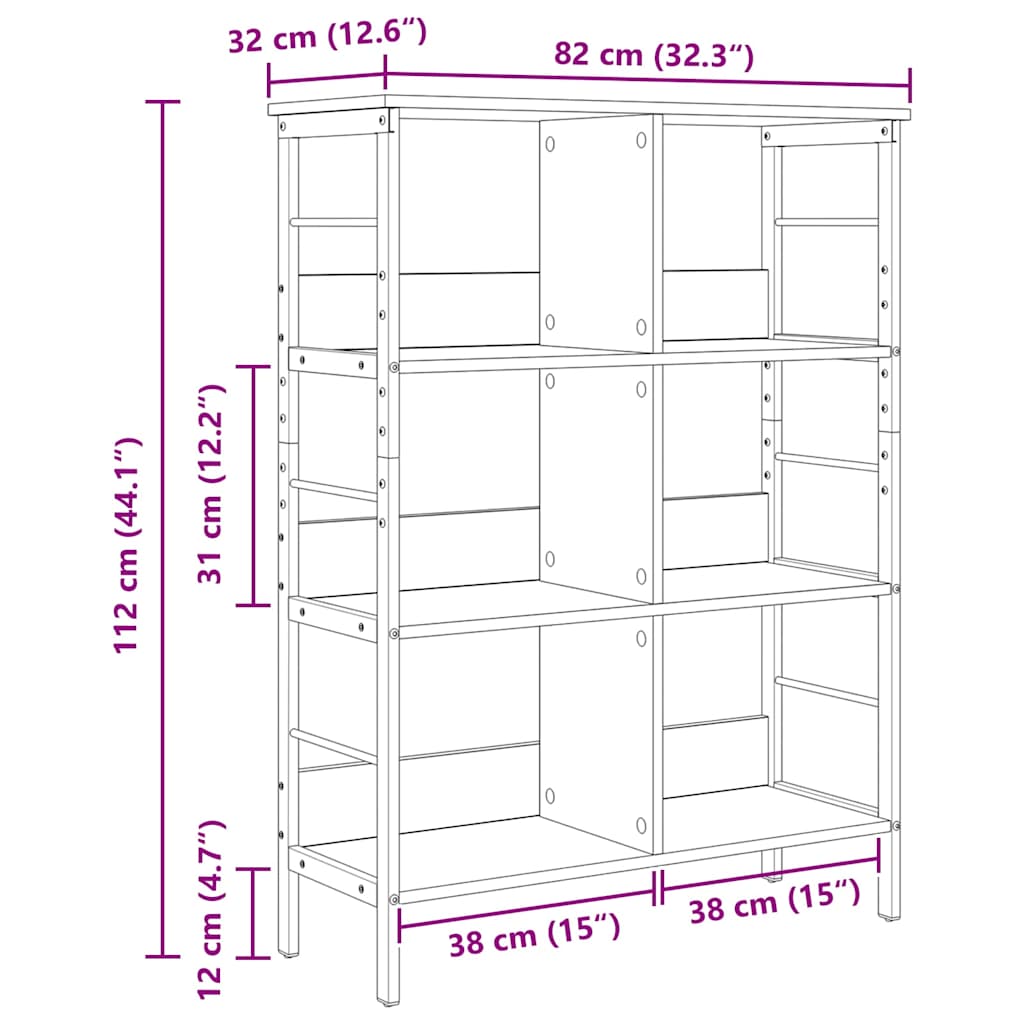 Bokhylle Gamle tre 82 x 32 x 112 cm Konstruert tre