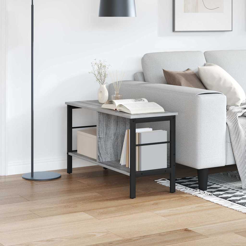 Bokhylle 2 nivåer 82 x 32 x 47 cm Konstruert tre Grå Sonoma