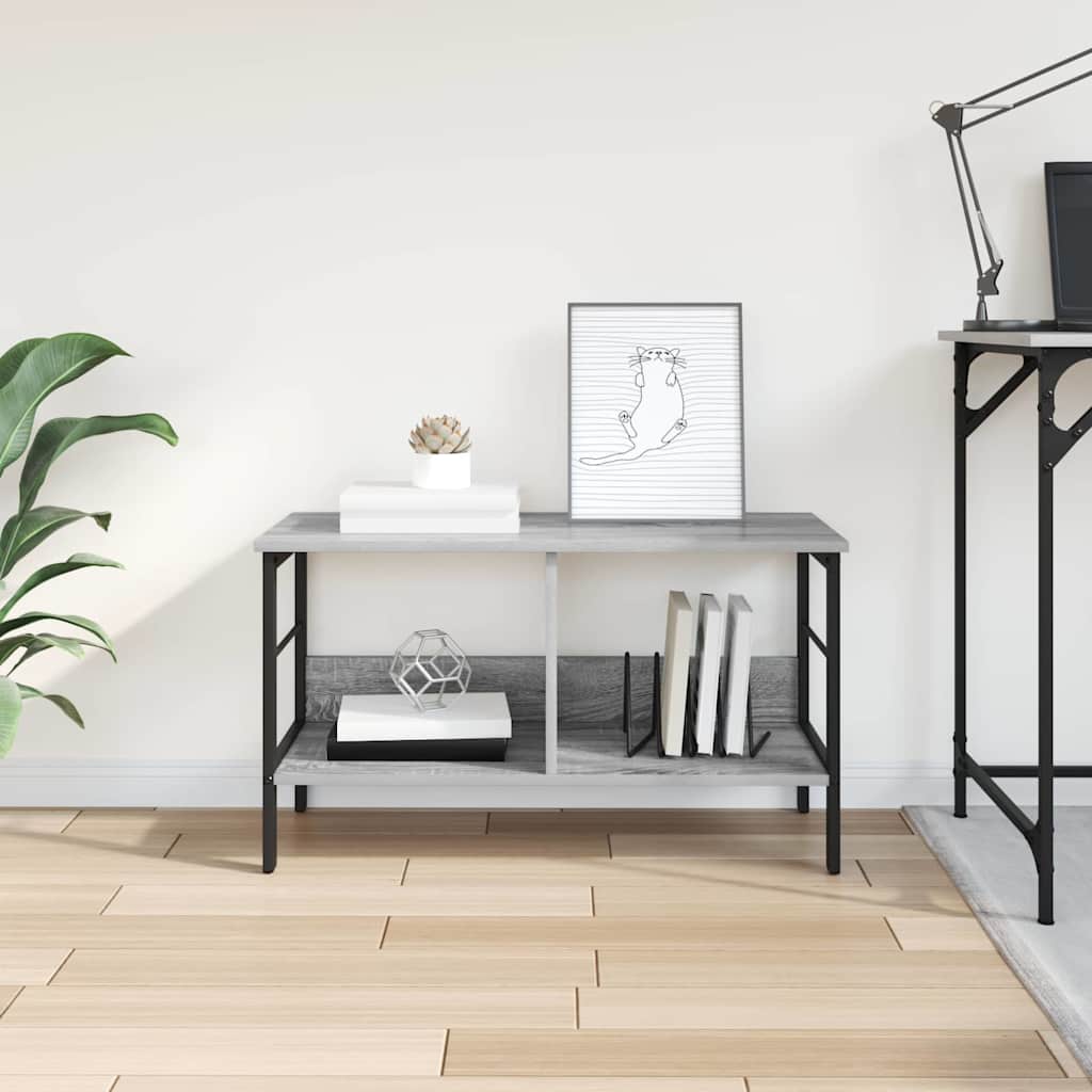 Bokhylle 2 nivåer 82 x 32 x 47 cm Konstruert tre Grå Sonoma