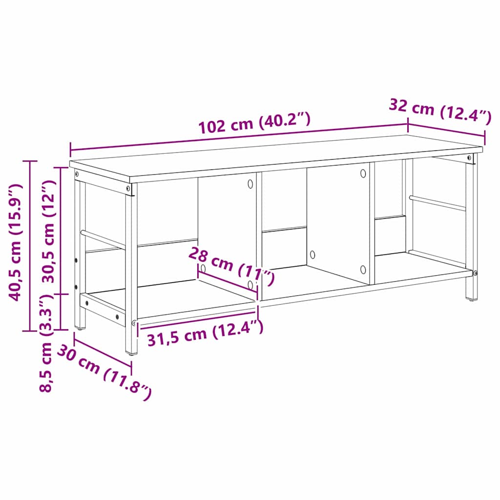 Bokhylle Svart Eik 102 x 32 x 40,5 cm Konstruert tre