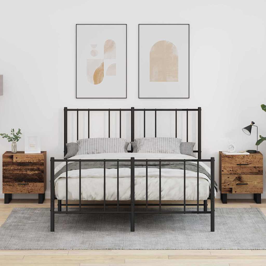 Nattbordskap 2 pcs Gammel tre og svart 40 x 35 x 47,5 cm