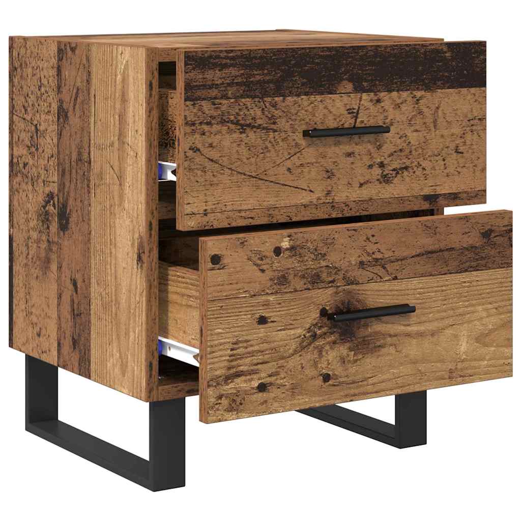 Nattbordskap 2 pcs Gammel tre og svart 40 x 35 x 47,5 cm