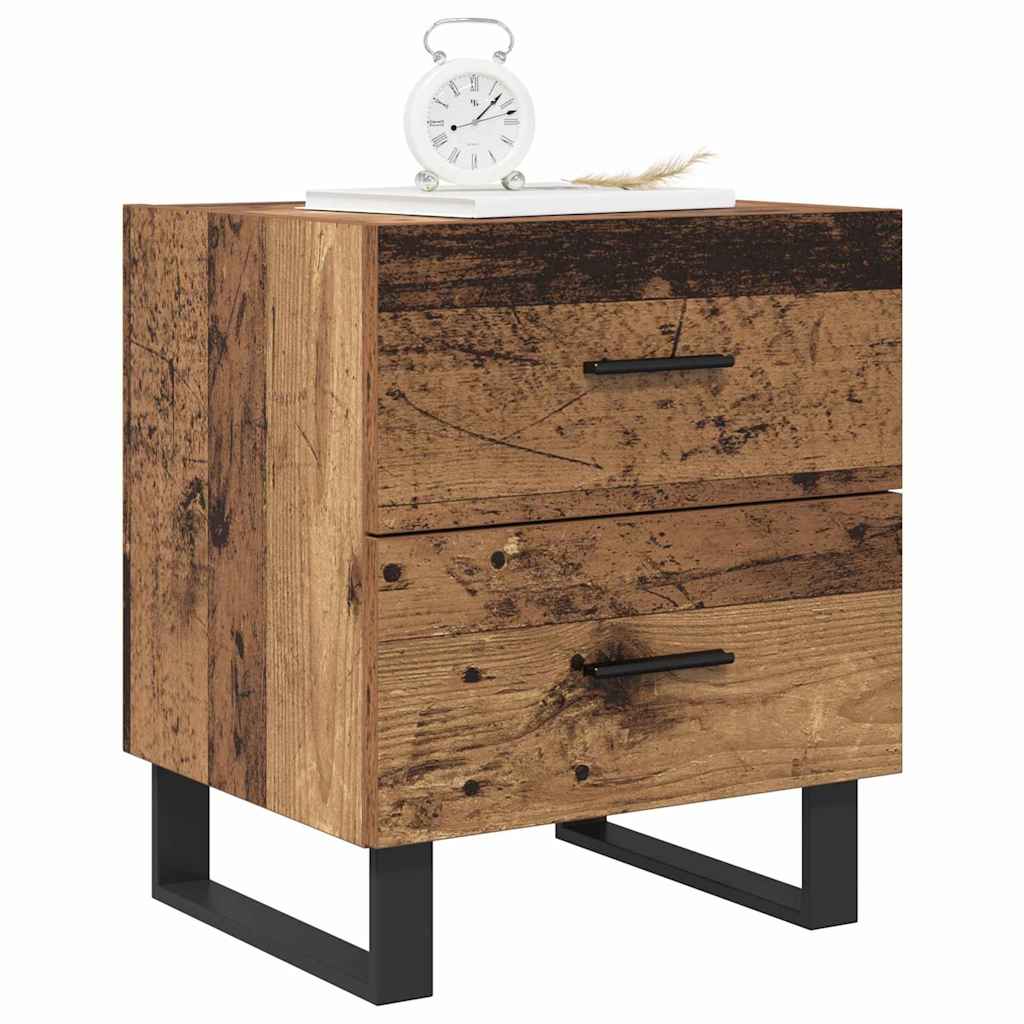 Nattbordskap 2 pcs Gammel tre og svart 40 x 35 x 47,5 cm