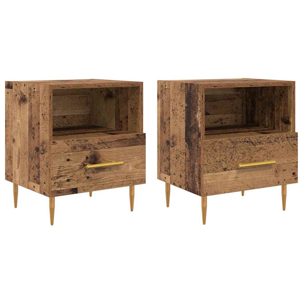 Nattbord 2 pcs Gammelt tre 40 x 35 x 47,5 cm Konstruert tre